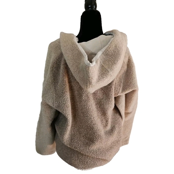 Outdoor Voices Womens Megafleece Tan Snap Up Warm Hoodie M - Picture 5 of 13